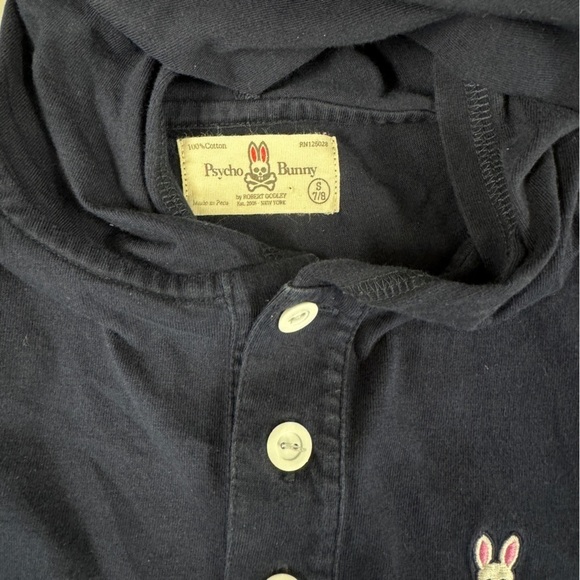 Psycho Bunny Navy Long Sleeve Button Packet Hoodie - Picture 9 of 14